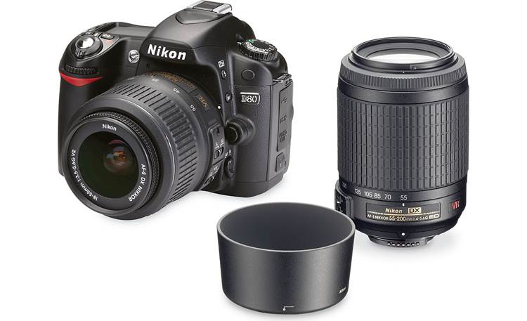 rechtbank Uitvoerder worm Nikon D80 2-Lens Kit 10.2-megapixel digital SLR camera with 18-55mm and  55-200mm image stabilizing lenses at Crutchfield
