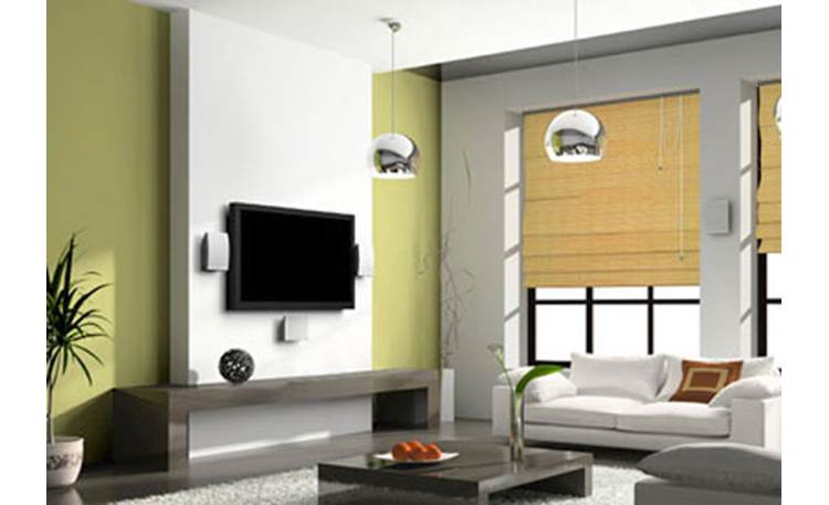 Polk Audio OWM3 Pictured wall mounted with flat-panel TV