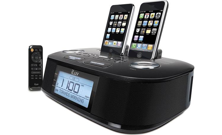 【ほぼ新品】iLuv アイラブ MultiCharger X 黒色 iLuv iMM183 Clock radio with dual docks for iPod®/iPhone® and