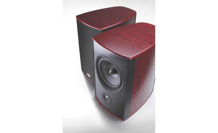 PSB Synchrony One B Dark Cherry pair - one shown with grille off