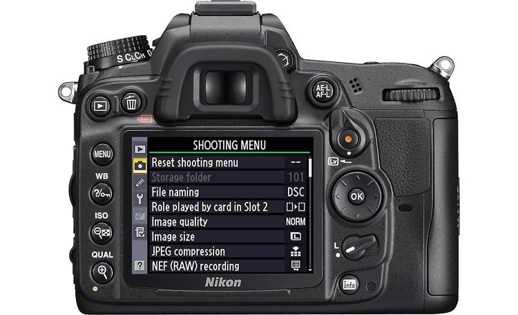 Nikon D7000 (no lens included) Back (menu system display)