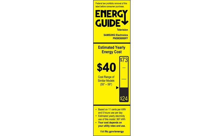 Samsung PN59D8000 EnergyGuide label