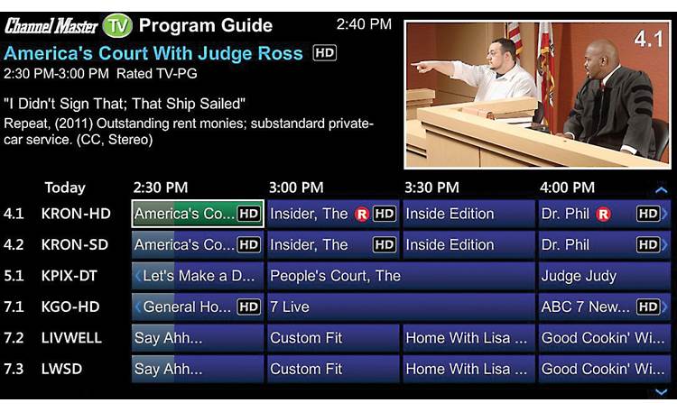 Channel Master TV On-screen program guide