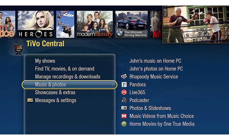 TiVo® Premiere Elite XL4 TiVo Central - Music & photos