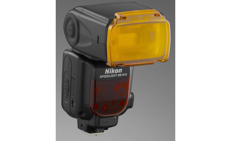 Nikon SB-910 with hard incandescent light filter attached