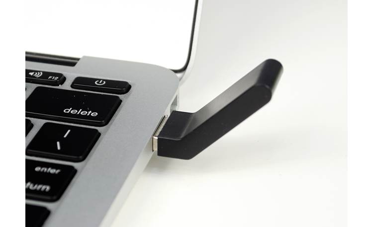 NuForce Air DAC uWireless System™ Shown with USB transmitter connected to laptop computer