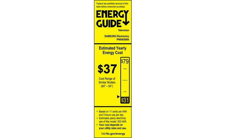 Samsung PN64E8000 EnergyGuide label