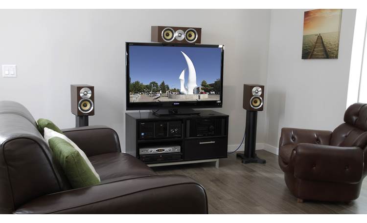 Center Stage Bracket CSB-1210-BLK Shown attached to TV (speaker not included)
