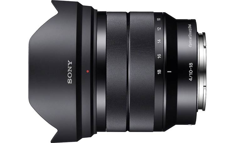 Sony SEL1018 10-18mm f/4 Top view, with lens hood
