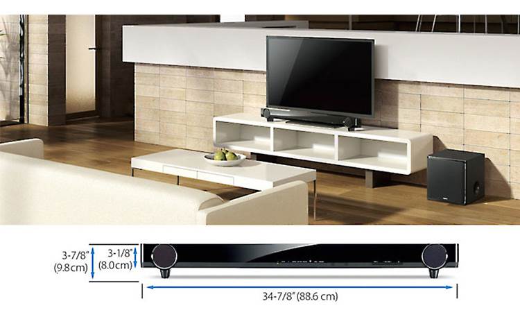 Yamaha YAS-201 System, shown in typical setting for scale (TV, furniture not inculded)