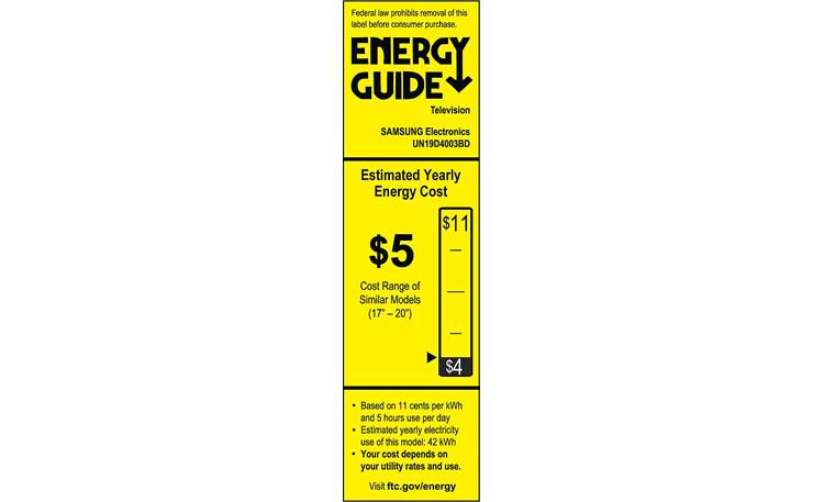 Samsung UN19D4003 EnergyGuide label