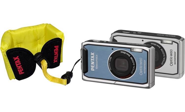 Pentax Floating Strap shown attached to blue Optio camera (both cameras not included)