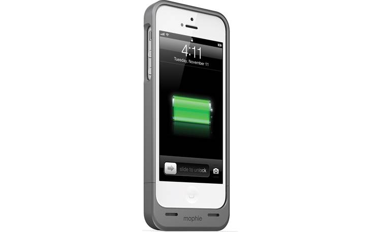 mophie juice pack helium™ Metallic black - left front view (iPhone 5 not included)
