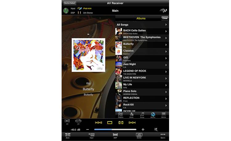 Yamaha AVENTAGE RX-A1030 A/V Controller app for iPad