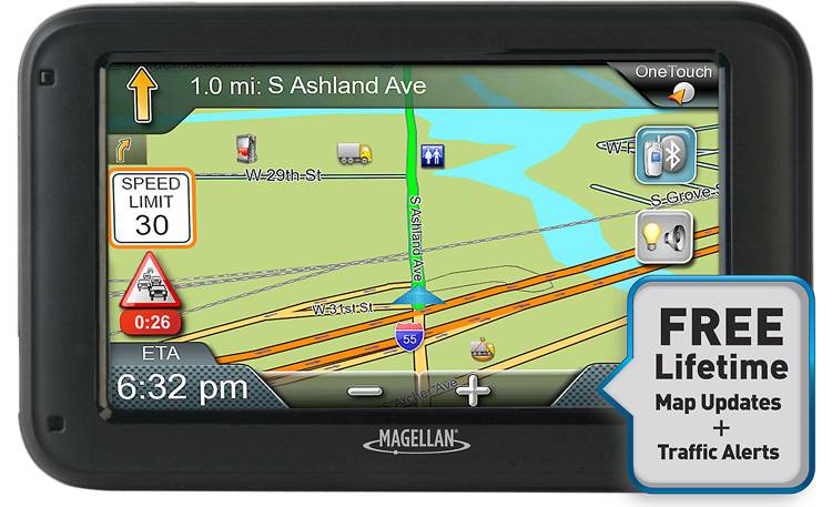Magellan Commercial 5370T-LMB Portable navigator — includes free lifetime map and traffic updates at Crutchfield