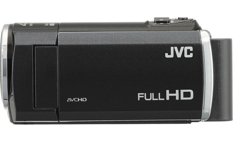 JVC Everio GZ-HM45BUS Left side view, LCD angled for storage