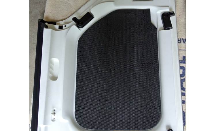 Boom Mat Sound Deadening Headliner Kit Headliner panel of 2012 Jeep Wrangler hard-top with Boom Mat installed