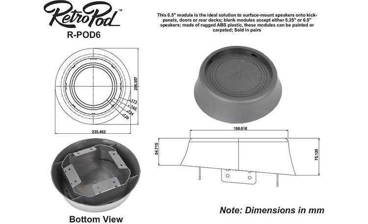 RetroSound RPOD6 Pod dimensions and mounting