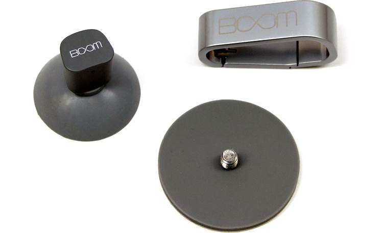 BOOM Urchin (L to R) Suction base, adhesive mount, carabiner
