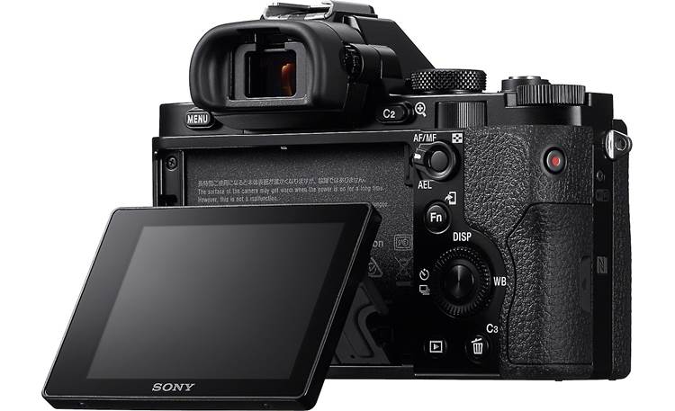 Sony Alpha a7 Kit 3/4 view from rear right with LCD angled out