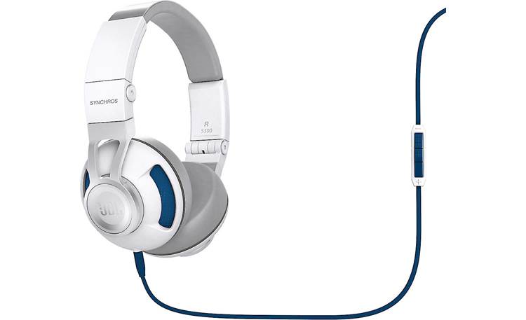 JBL Synchros S300a White Blue On ear headphones with in line