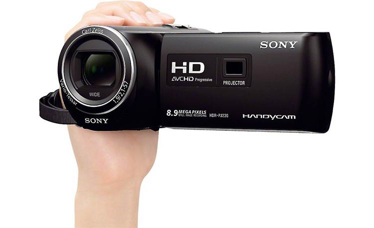 Sony Handycam® HDR-PJ230 Shown in hand for scale