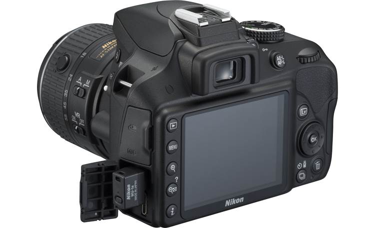 Nikon D3300 Kit Rear view with optional Wu-1a wi-fi adapter