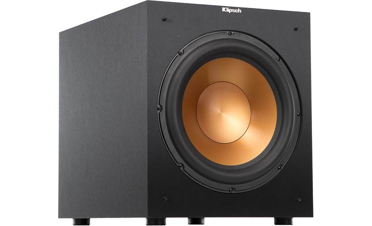 Klipsch Reference R-12SW Angled front view with grille removed