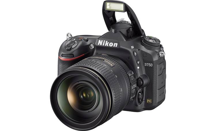Nikon D750 Kit Front, with built-in flash deployed