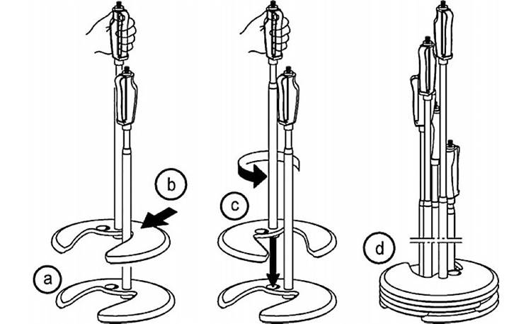 K&M Stackable Base Mic Stand Stand stacking diagram