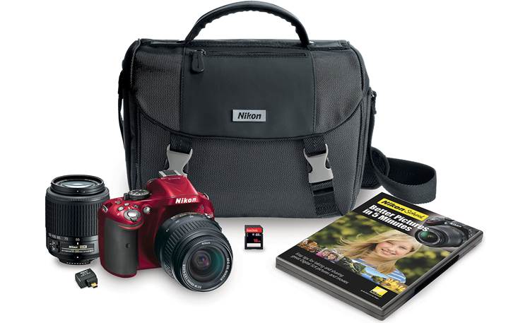 Engaged Guggenheim Museum Ten years Nikon D5200 Dual-lens Kit (Red) 24.1-megapixel digital SLR camera with  18-55mm and 55-200mm lenses at Crutchfield