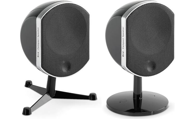 Focal Bird Black (shown with the two types of bracket/stands included for each speaker)
