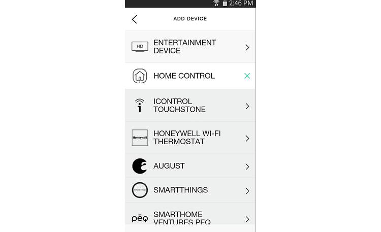 Logitech® Harmony® Home Hub Harmony control app screenshot