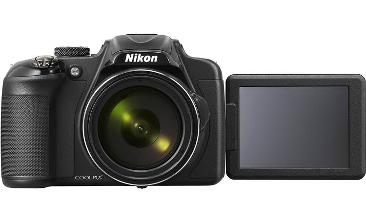 Nikon Coolpix P600 Front with tilting viewscreen open