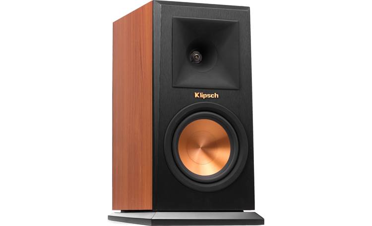 Klipsch Reference Premiere RP-150M Angled front view with grille removed (Cherry)