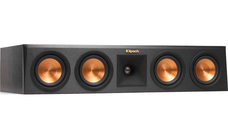 Klipsch Reference Premiere RP-440C Angled front view with grille removed (Ebony)