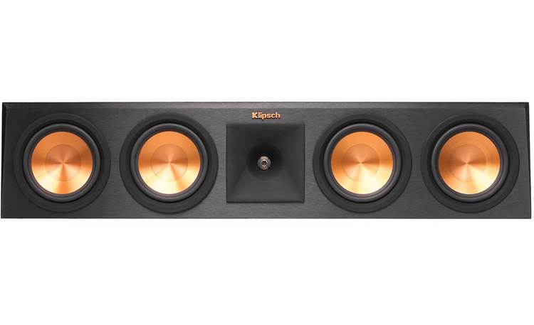 Klipsch Reference Premiere RP-450C Direct front view with grille off (Cherry)