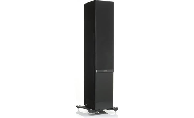 Monitor Audio Gold 300 Piano Black (shown with included magnetically attached 'floating' cloth grille, base plinths, and floor spikes)