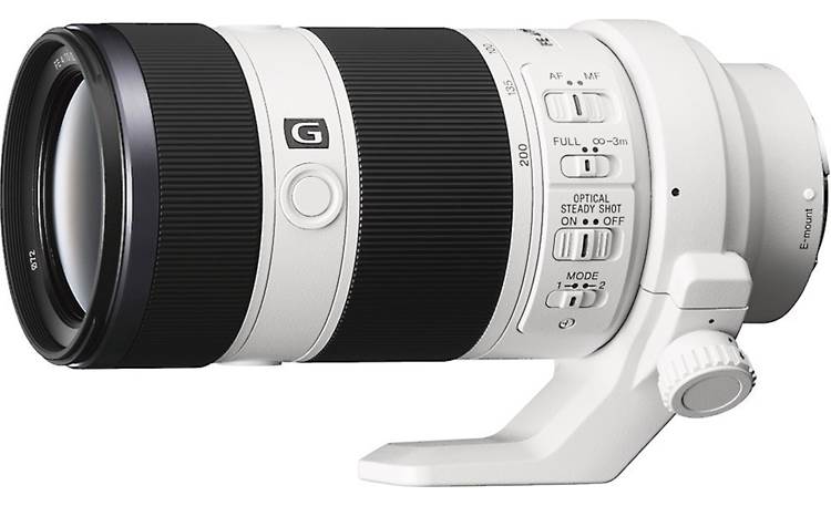 Sony SEL70200G FE 70-200mm f/4 Shown with tripod mounting collar attached