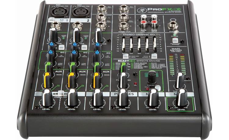 Fibertique Cloth Mackie PROFX4V2 4-Channel Compact Mixer with Built-In Effects and Deluxe Bundle with Professional Closed-Back Headphones and 6x Cables 