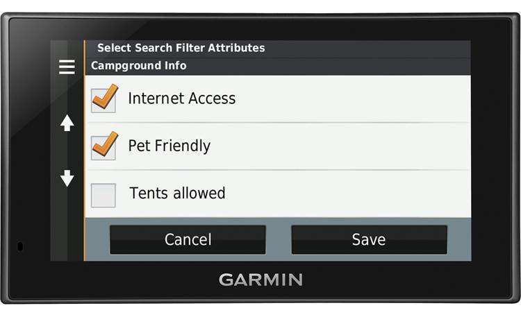 Garmin RV 660LMT Choose your campground options