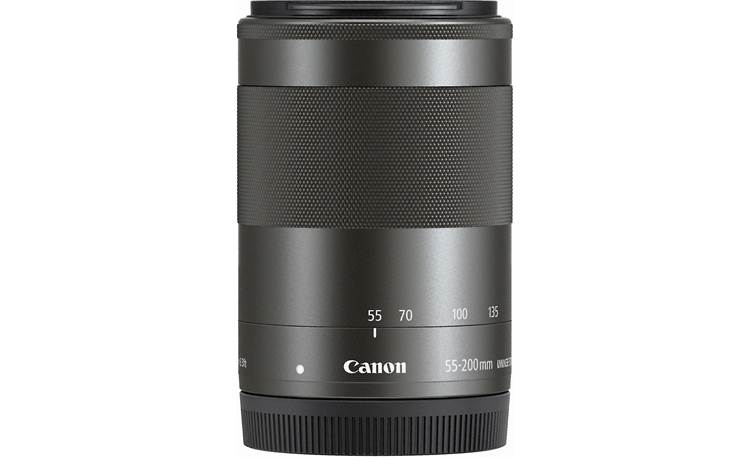 Canon EF-M 55-200mm f/4.5-6.3 IS STM Side with rear lens cap on (Black)