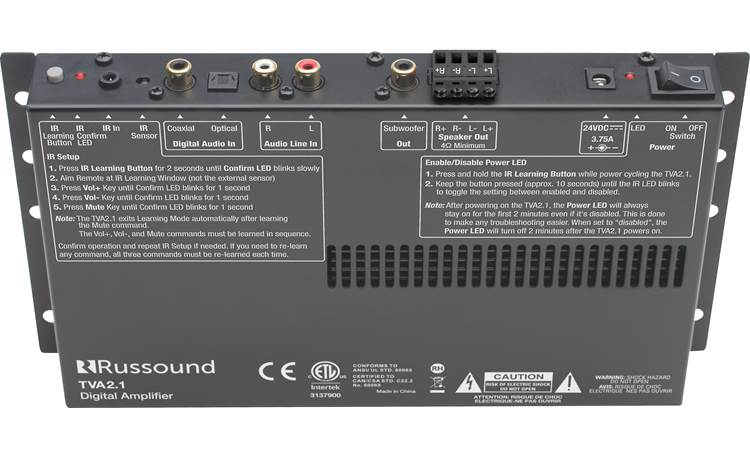 Russound TVA2.1 Slim-profile stereo TV amplifier with IR learning