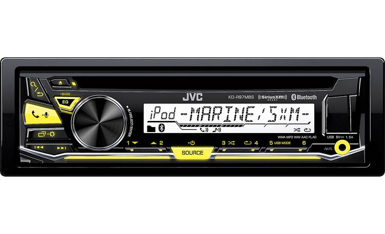 Package JVC KD-R97MBS 1-Din Marine CD Receiver with Bluetooth,USB 4 Android/iPhone and SiriusXM Pair of Kicker 41KM604W 6.5 4-Ohm Marine/Boat Speakers Totaling 300 Watt Peak/100 Watt RMS 
