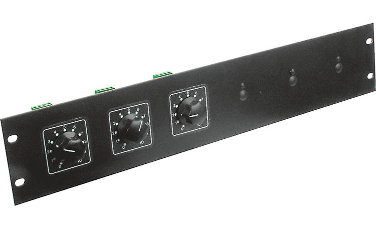 AtlasIED Attenuator Rack Mounting Plate Shown with matching volume attenuators (not included)