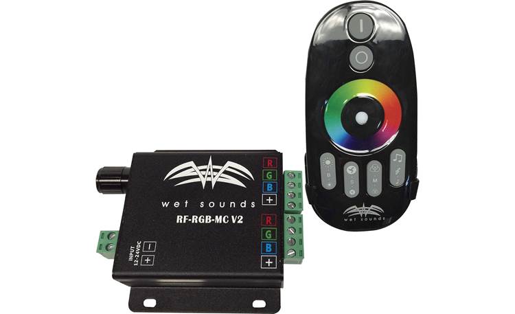 Wet Sounds RF-RGB-MC V2 Compact control unit (left) and remote control