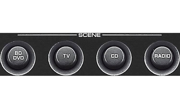 Yamaha RX-V581 Four SCENE presets for one-touch power-up, source selection and DSP recall