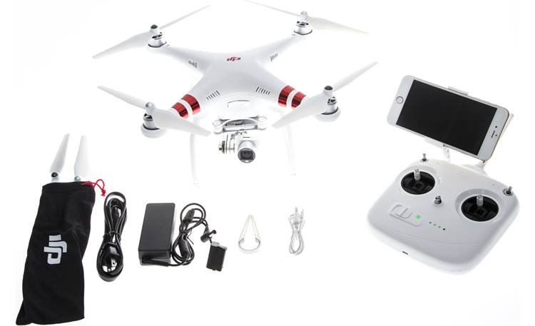 DJI Phantom 3 Aerial drone with gimbal-mounted HD and controller at Crutchfield