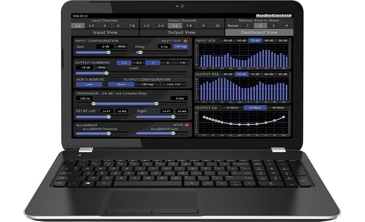 AudioControl DM-810 Smart-User DSP tuning software on a laptop