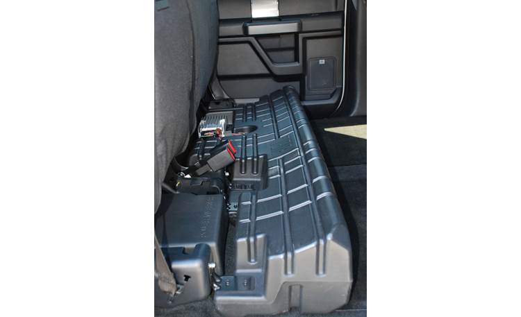 JBL Concert Edition Premium Audio Upgrade Rear seat folded up to show subwoofer and amp